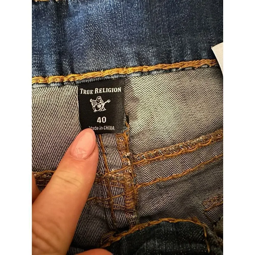 True Religion Geno Super T Jeans 40 x 33 Copper Stitching Relaxed Y2K Vintage